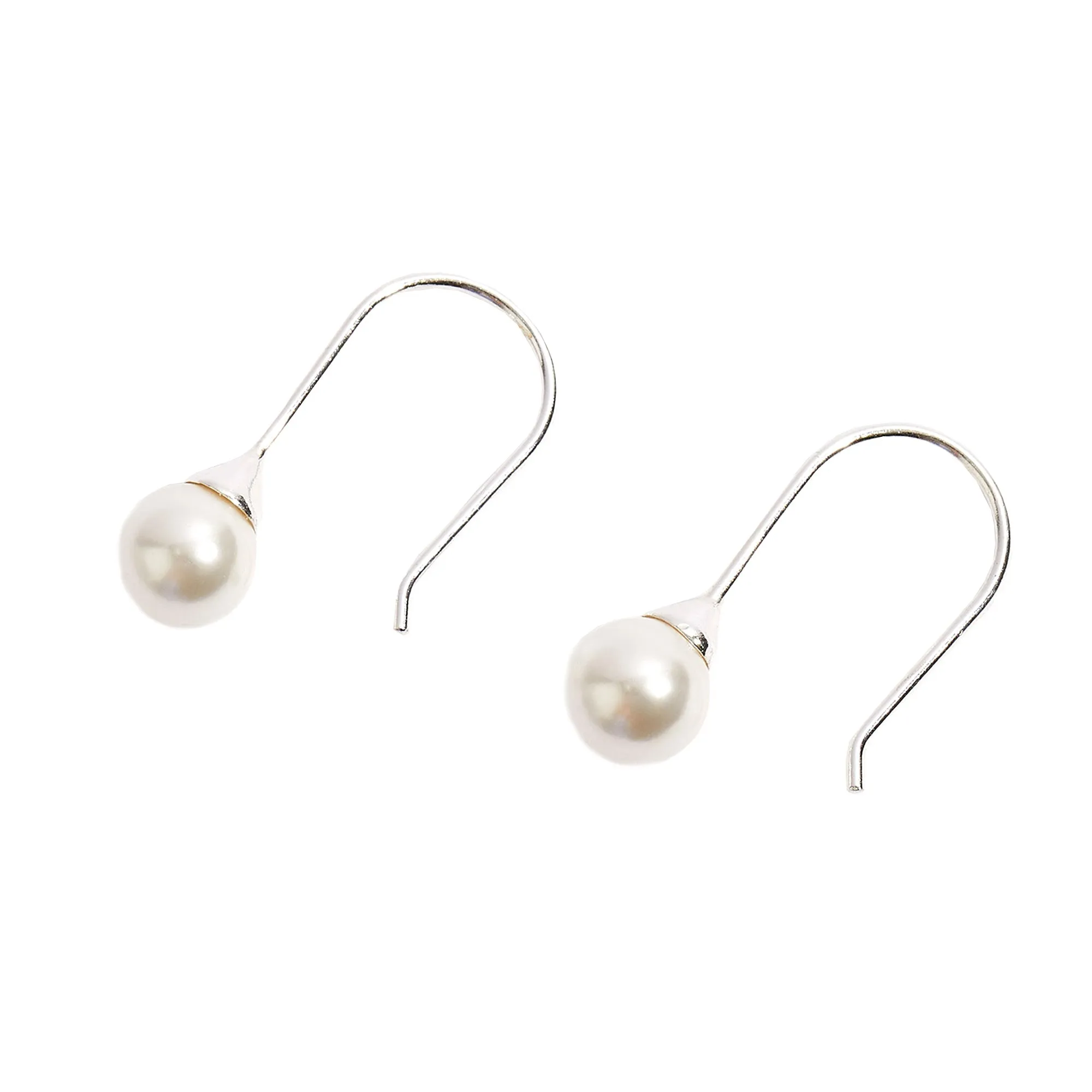 925 Pure Sterling Silver Sleek Pearl Drop Earrings For Women