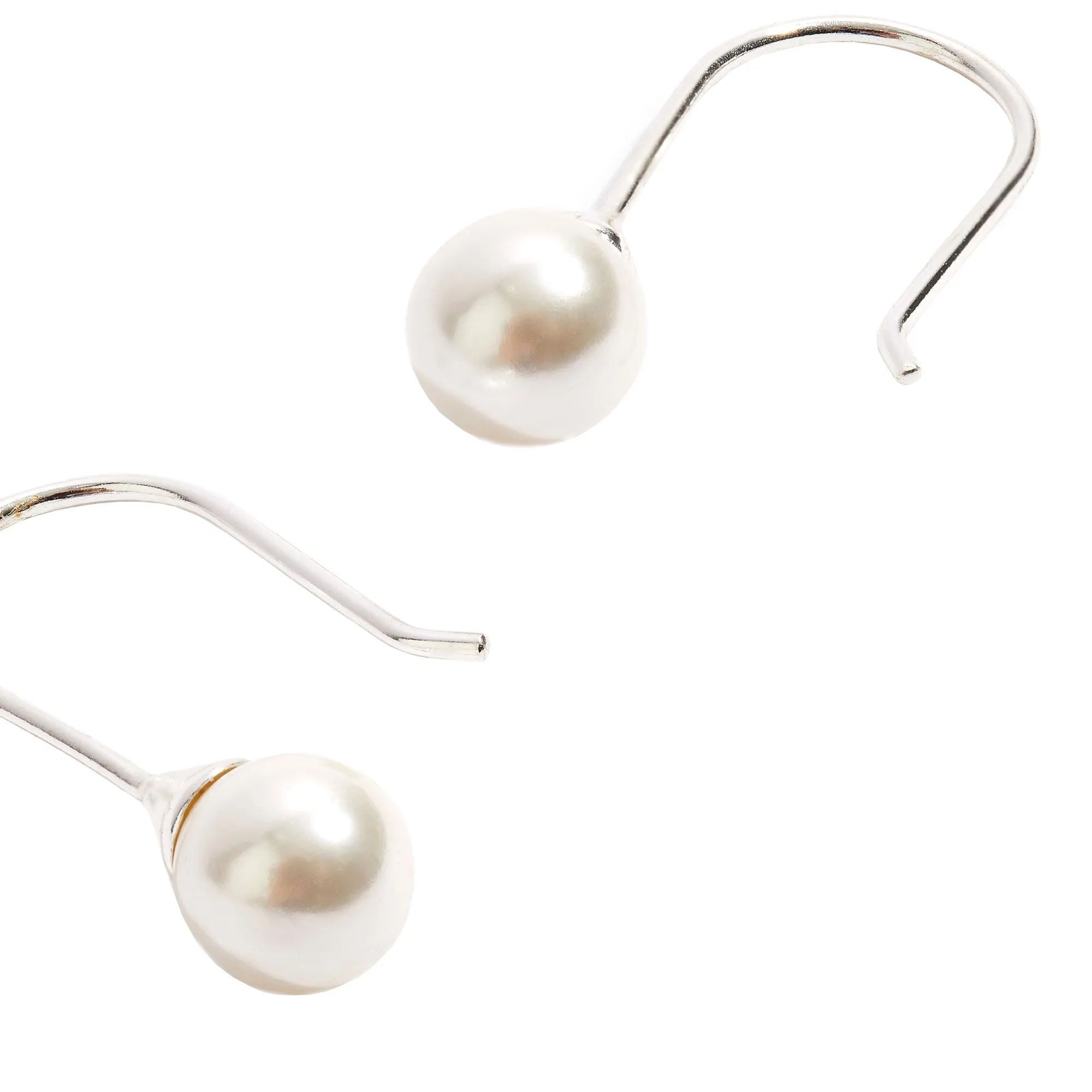 925 Pure Sterling Silver Sleek Pearl Drop Earrings For Women