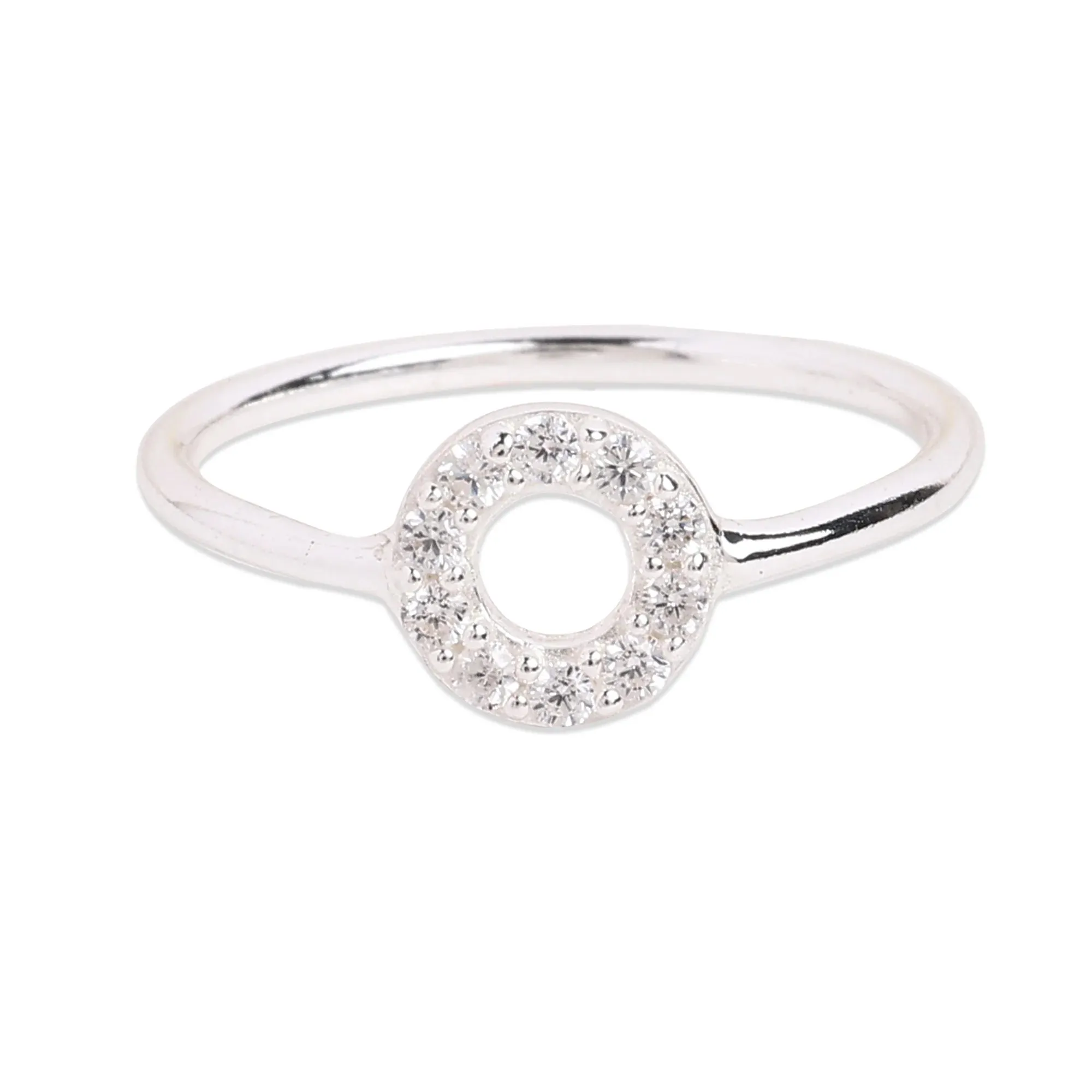 925 Pure Sterling Silver Sparkle Circle Ring For Women-Medium