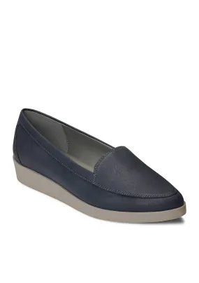 Aerosoles Blue Low Wedge Platform Flatform Round Toe Classic Slip On Loafers