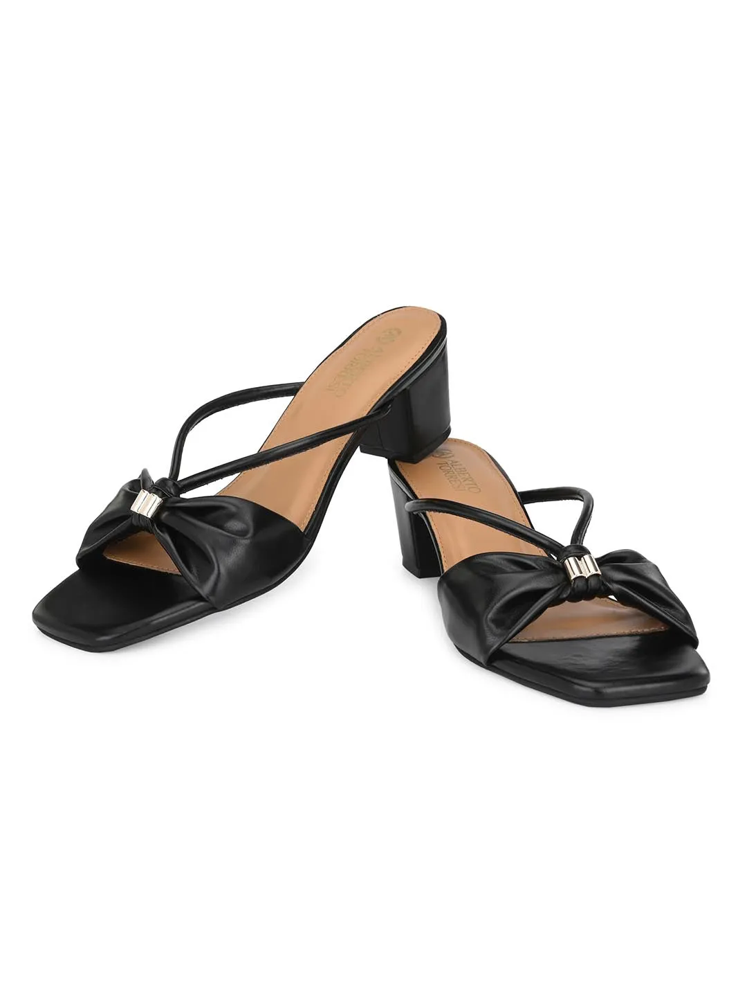 Alberto Torresi Synthetic Black Heel Striped Sandals for women