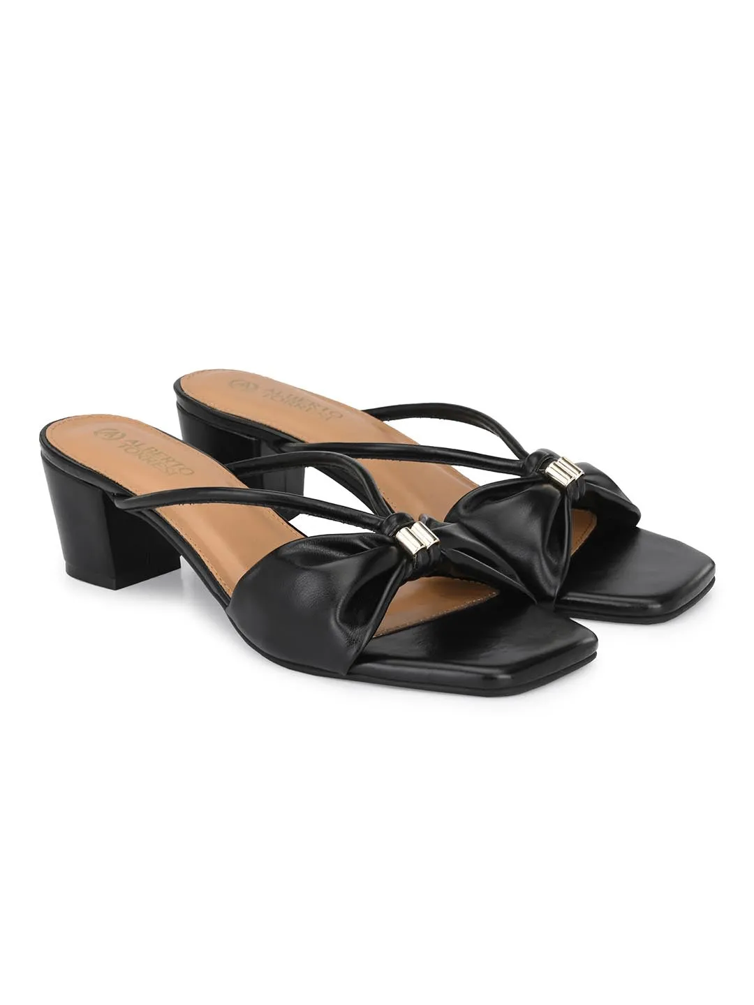 Alberto Torresi Synthetic Black Heel Striped Sandals for women