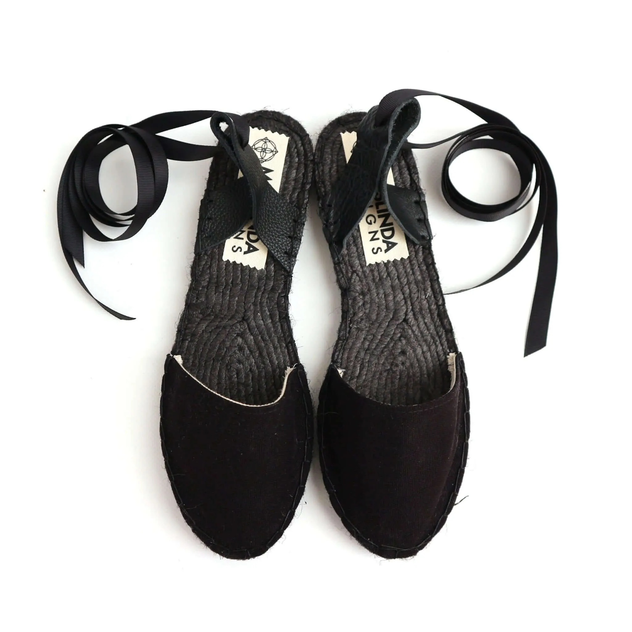 All Black Lace Up Espadrilles