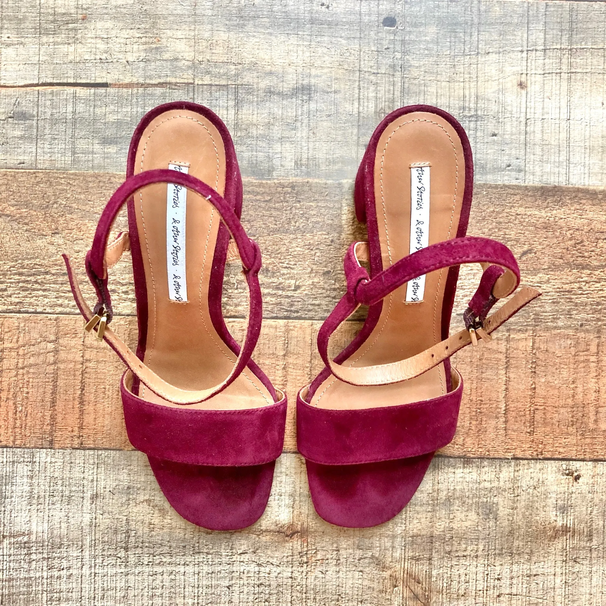 & Other Stories Burgundy Suede Sandals- Size 39