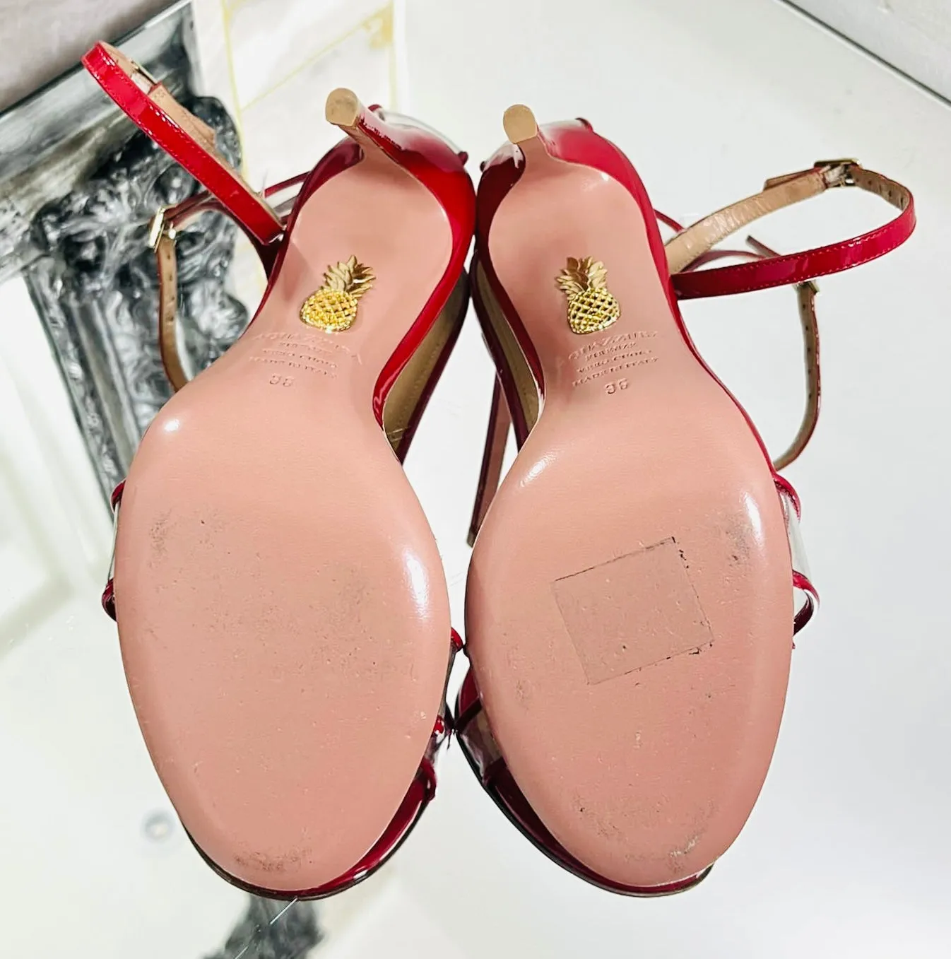 Aquazzura Patent Leather & PVC Sandals. Size 35