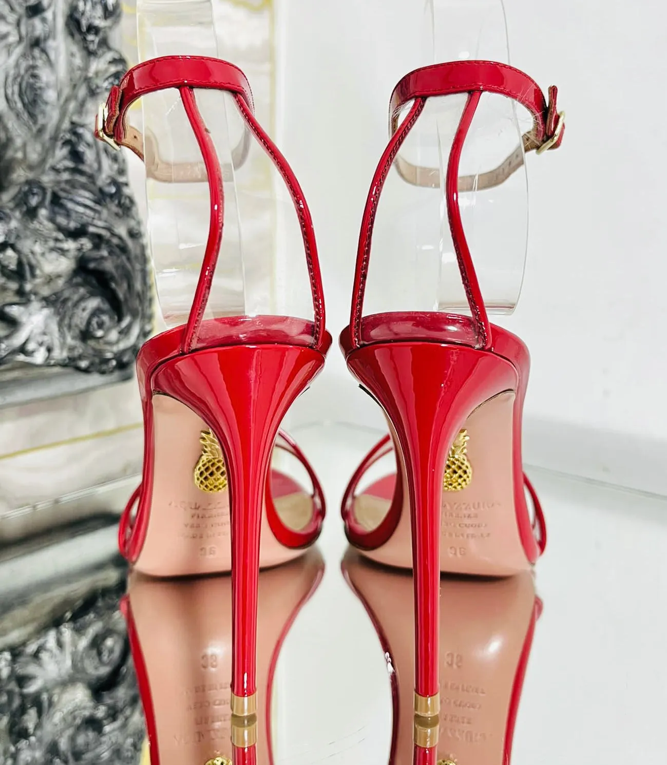 Aquazzura Patent Leather & PVC Sandals. Size 35