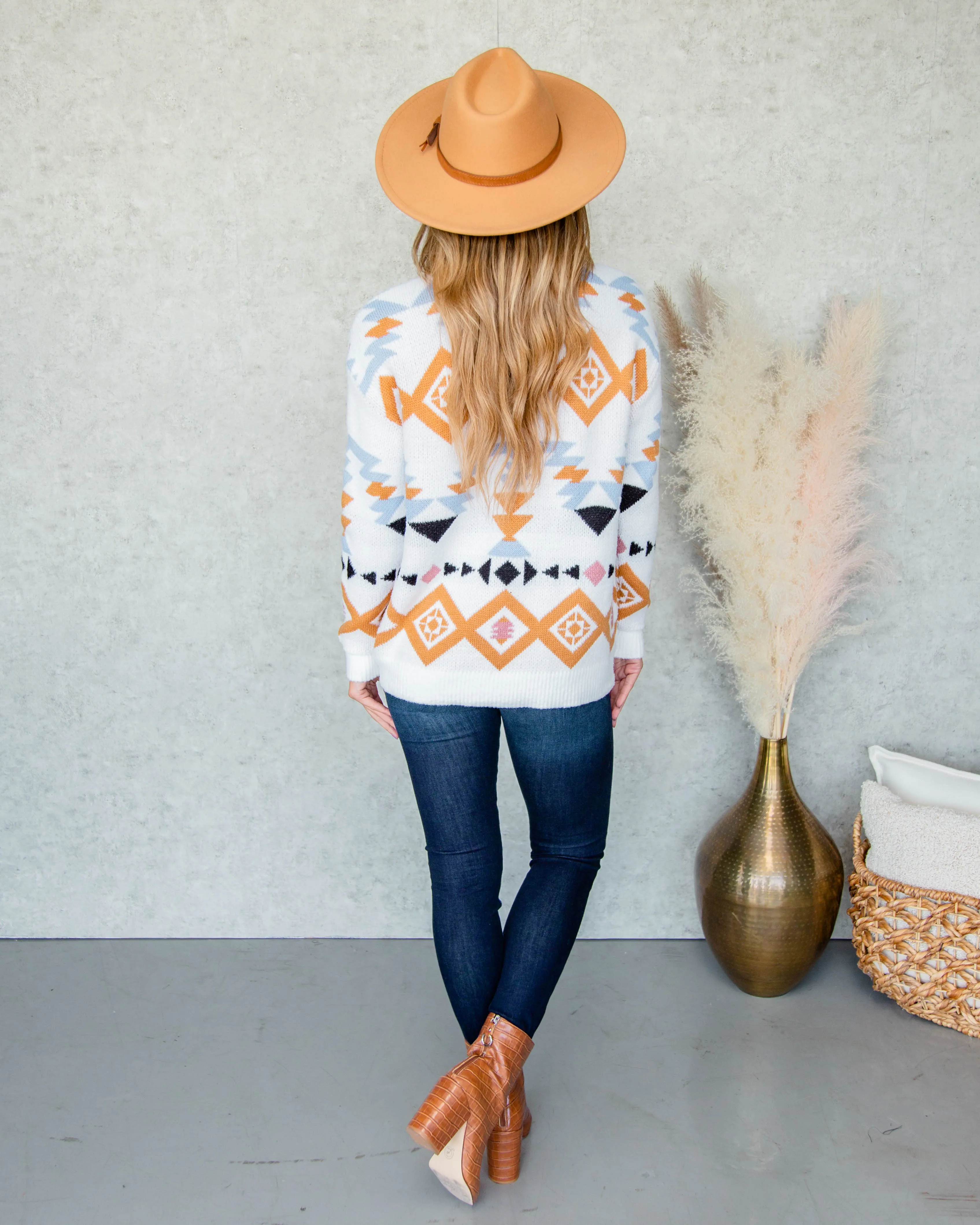 Audrey Aztec Sweater - White