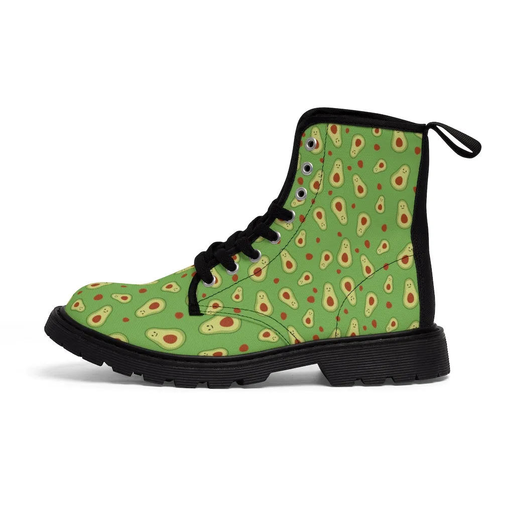 Avocado Women's Canvas Boots, Green Hiking Combat Winter Boots For Vegan Loving Ladies