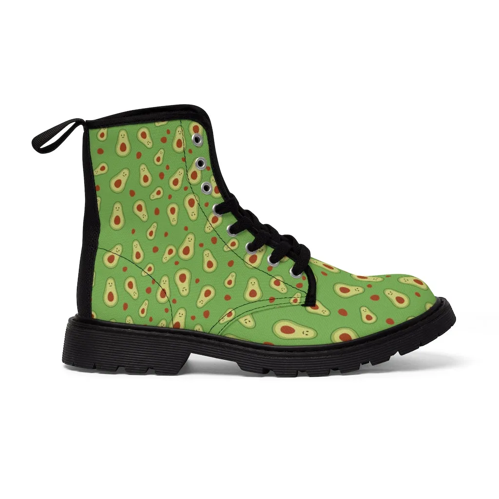 Avocado Women's Canvas Boots, Green Hiking Combat Winter Boots For Vegan Loving Ladies