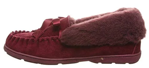 Bearpaw Indio Women's Slipper Wine Fur Lined Suede Slip On Loafers