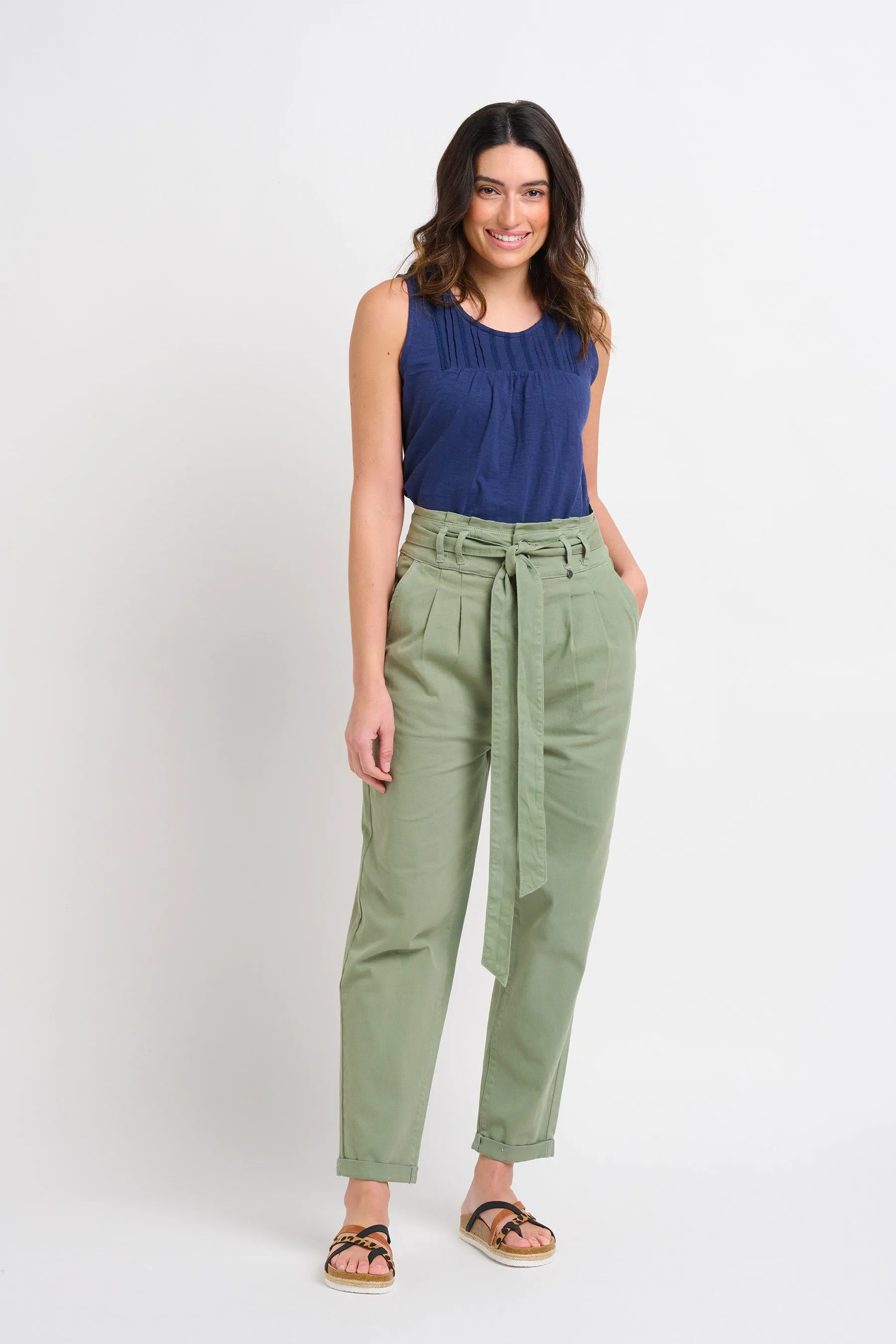 Belted Pleat Front Trousers