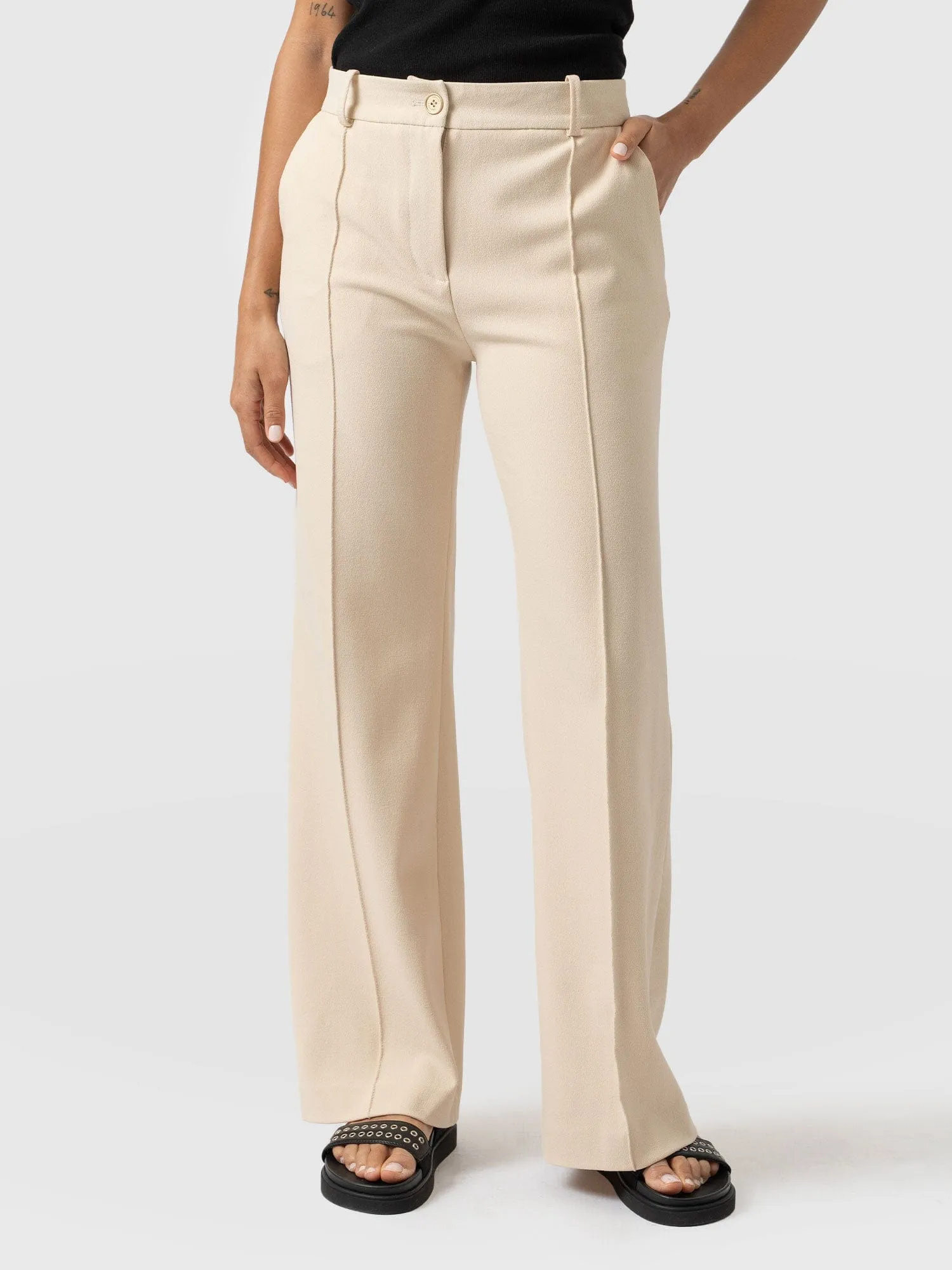 Cambridge Tailored Wide Leg Pant - Beige