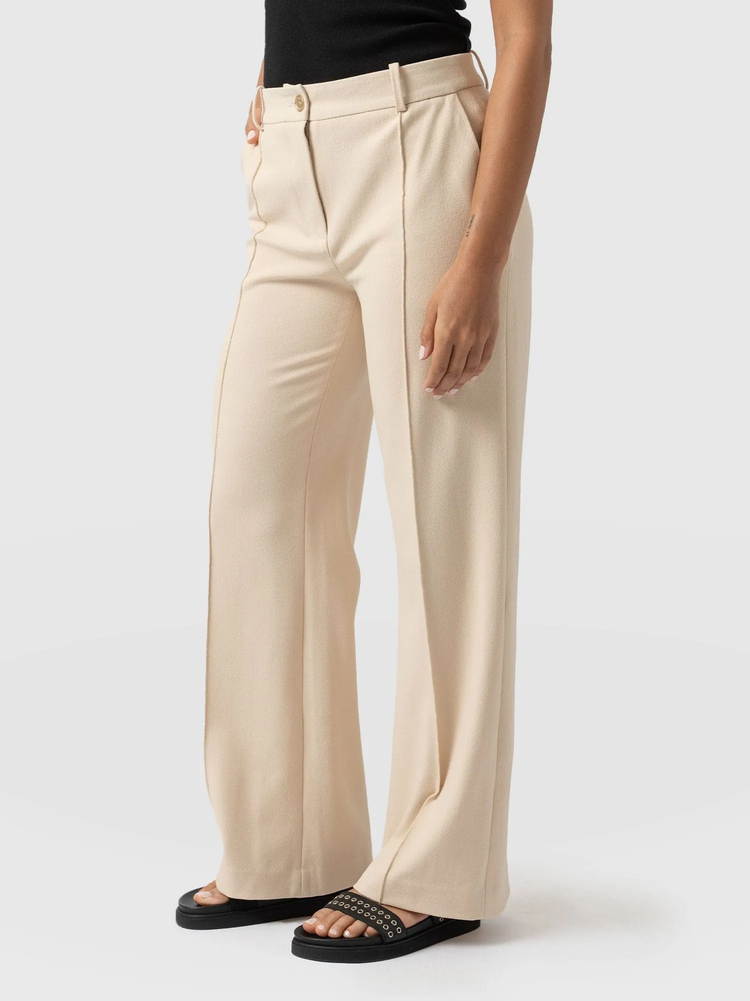 Cambridge Tailored Wide Leg Pant - Beige