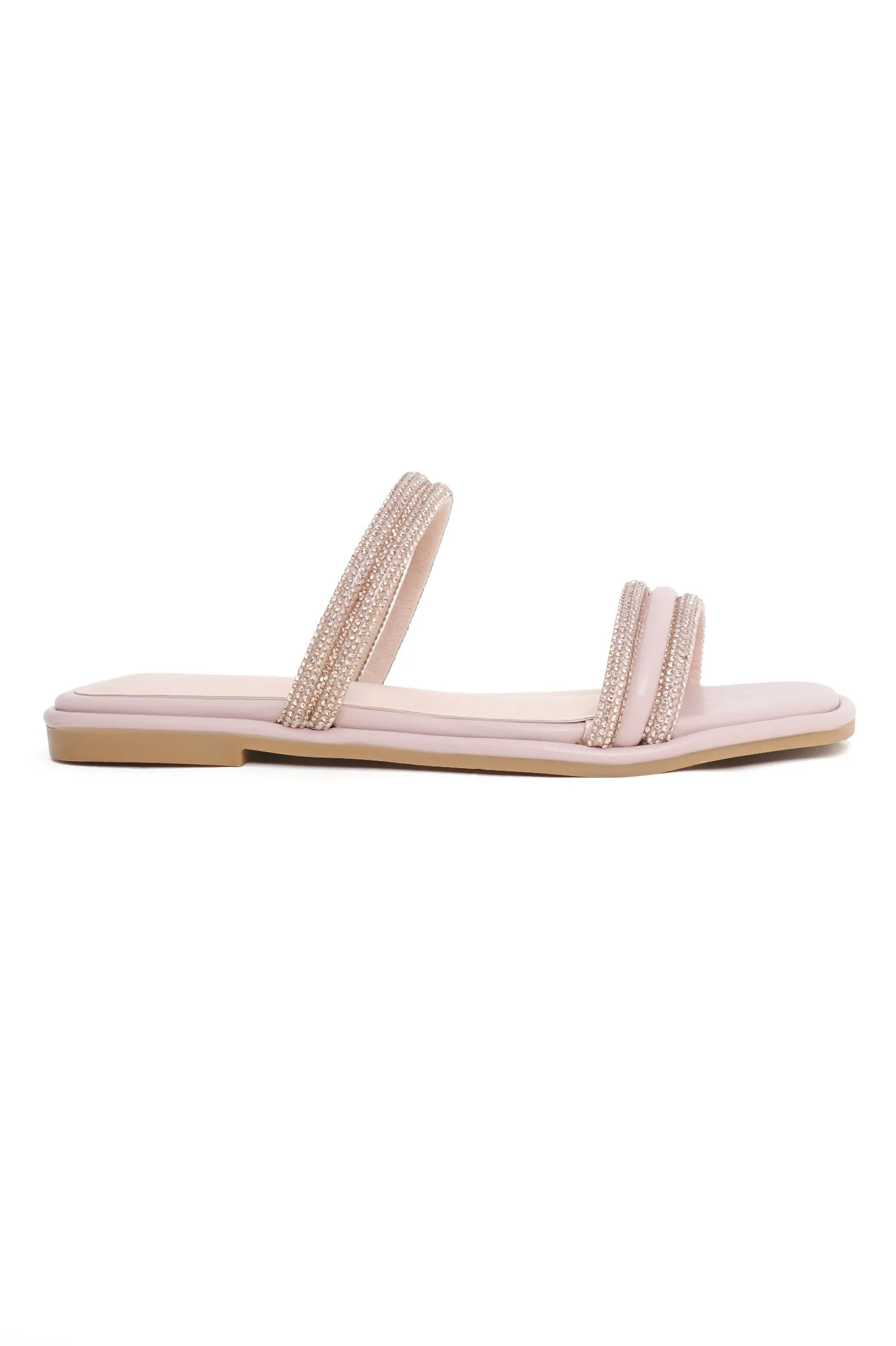 DIAMANTE STRAP FLATS-NUDE