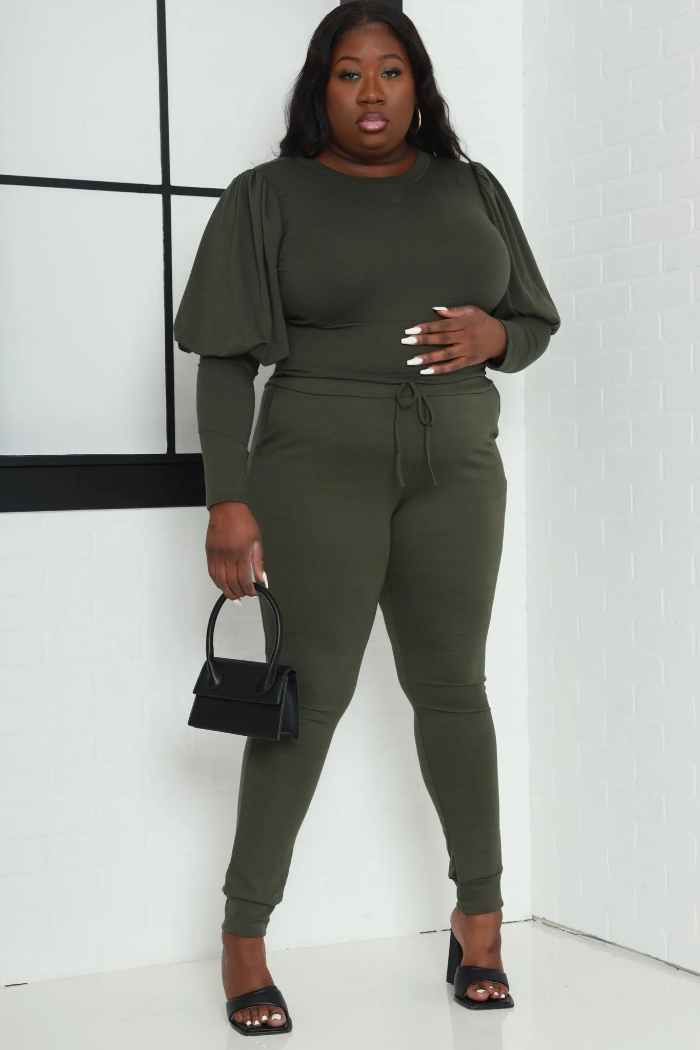 Diary Power Sleeve Jogger Set - Olive