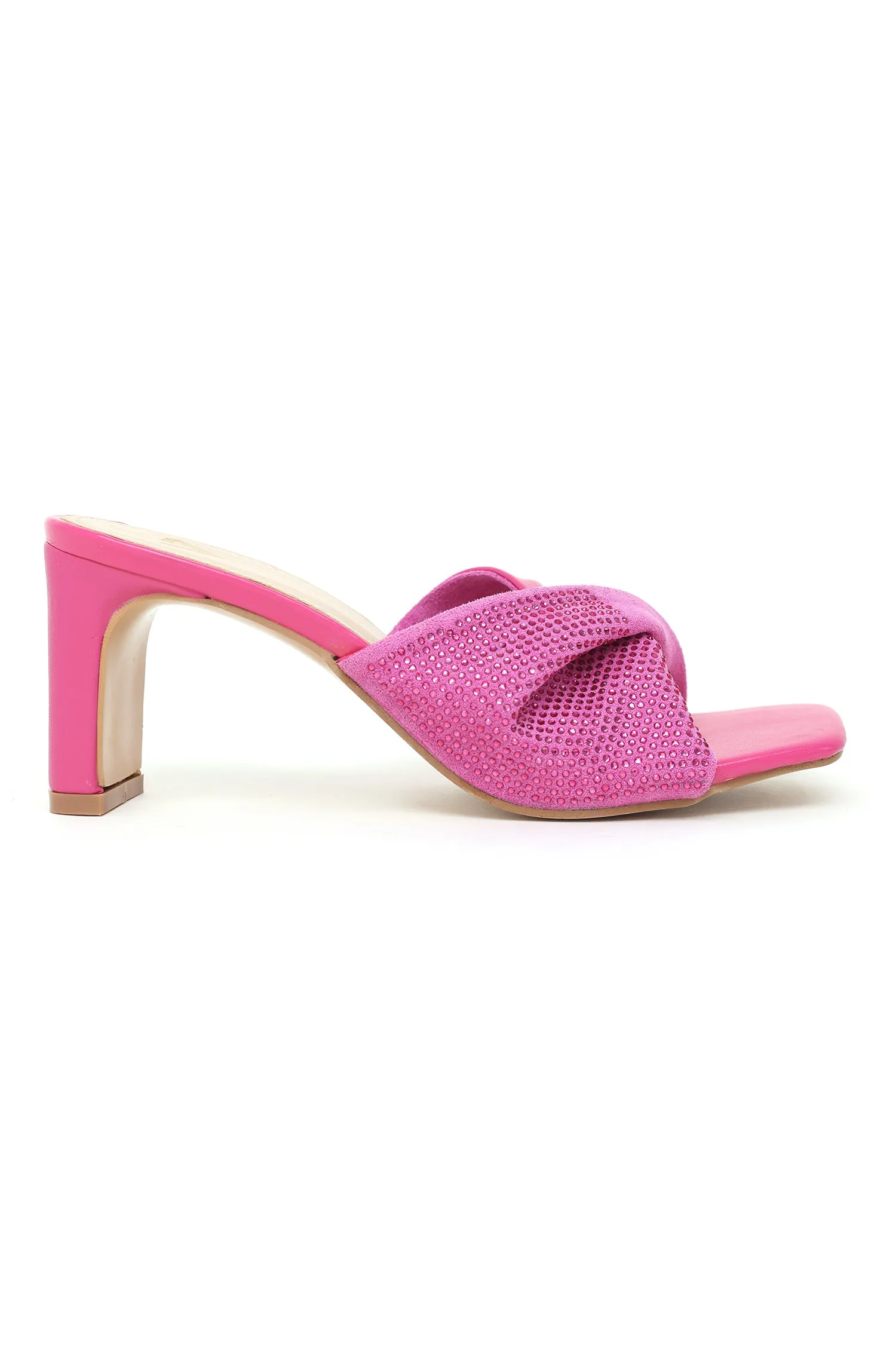 EMBELLISHED KNOT HEELS-FUCHSIA