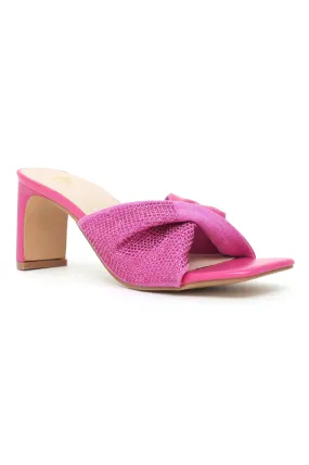 EMBELLISHED KNOT HEELS-FUCHSIA