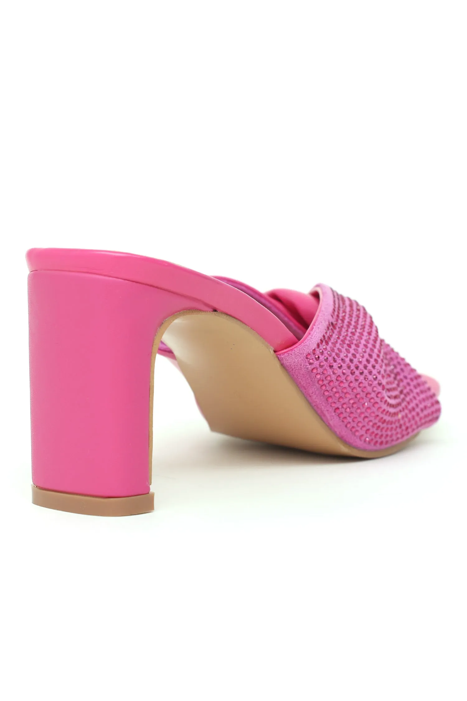 EMBELLISHED KNOT HEELS-FUCHSIA