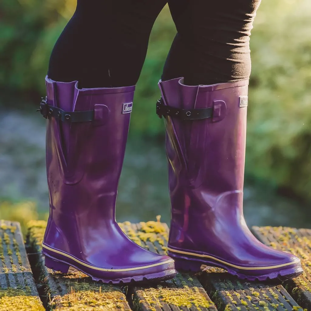 Extra Wide Calf Purple Wellies - Wide in Foot & Ankle - up to 57cm Calf