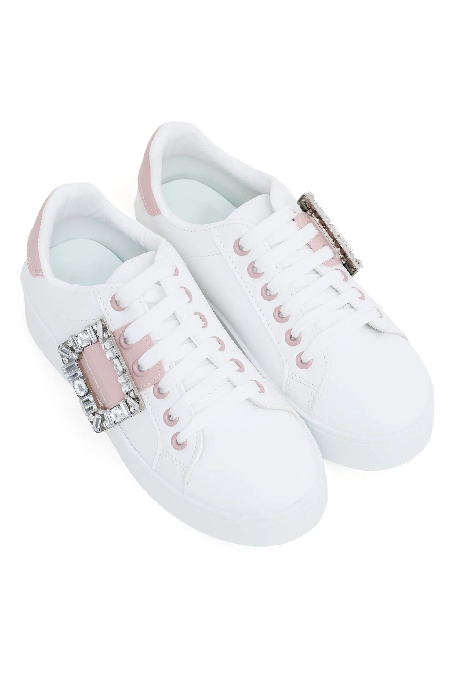 FUSION BUCKLE SNEAKERS-WHITE/PINK