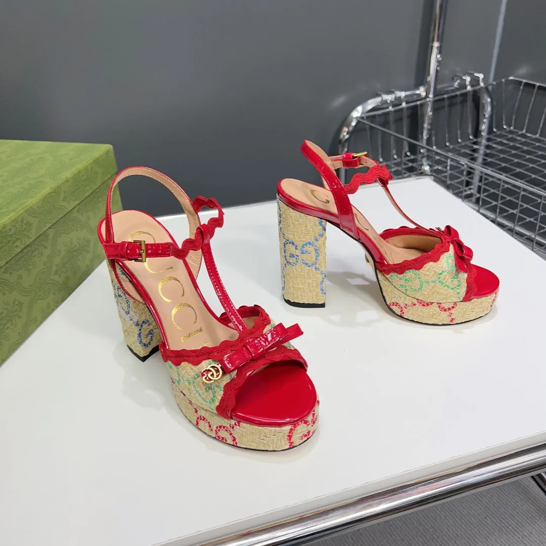 GG 105 HIGH HEEL SANDAL CRIMSON STRAW