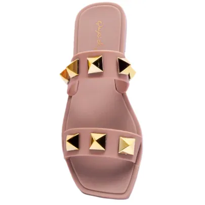 Gilson Studded Double Strappy Slip On Sandals