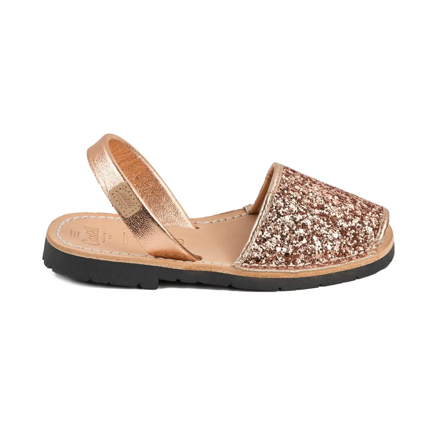 Glittery Leather Menorcan Sandal For Kids - Iker 1097R Glitter