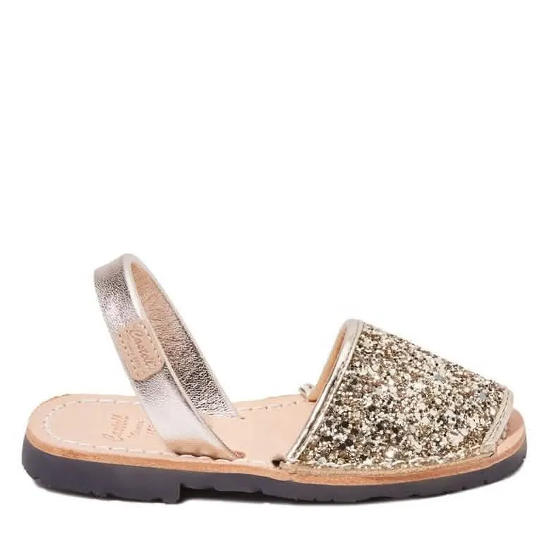 Glittery Leather Menorcan Sandal For Kids - Iker 1097R Glitter