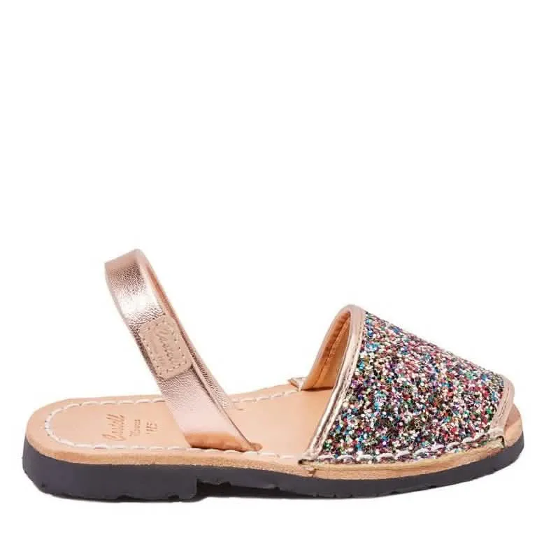 Glittery Leather Menorcan Sandal For Kids - Iker 1097R Glitter