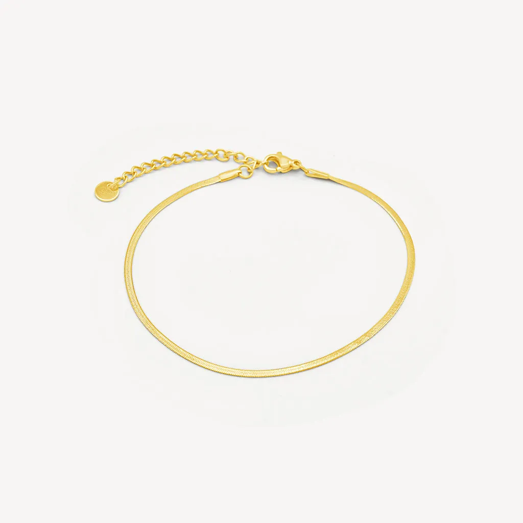 Gold Herringbone Anklet 3mm