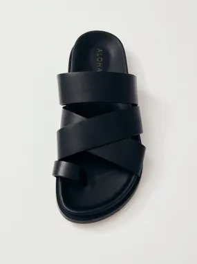 Harllow Black Leather Sandals