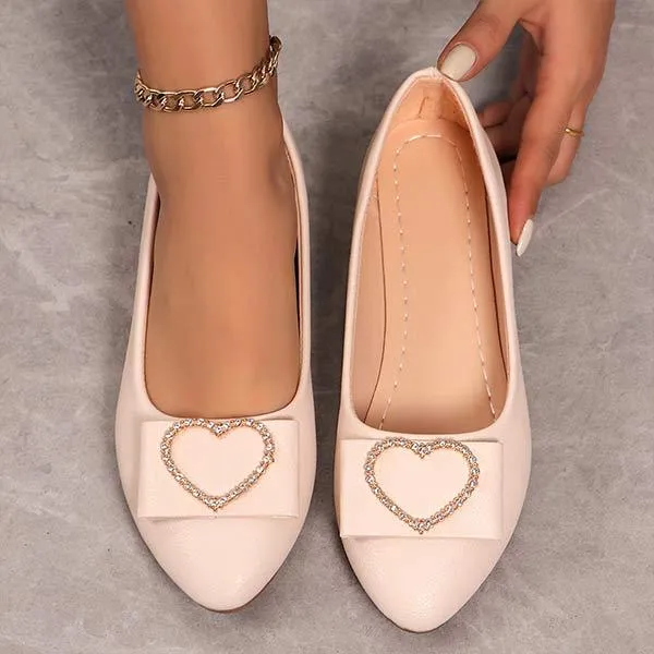 Heart Design Pointed-toe Soft Sole Flats for Women 07842669C