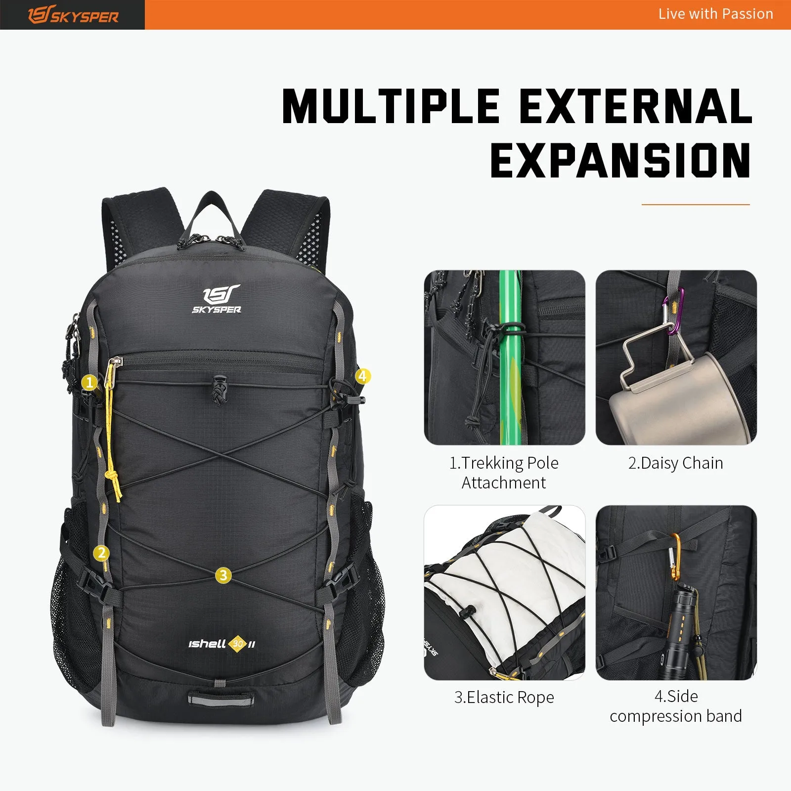 ISHELL30-II - SKYSPER 30L Lightweight Packable Backpack