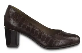 Jana Ladies Cognac Croco Court Shoe 22469-25