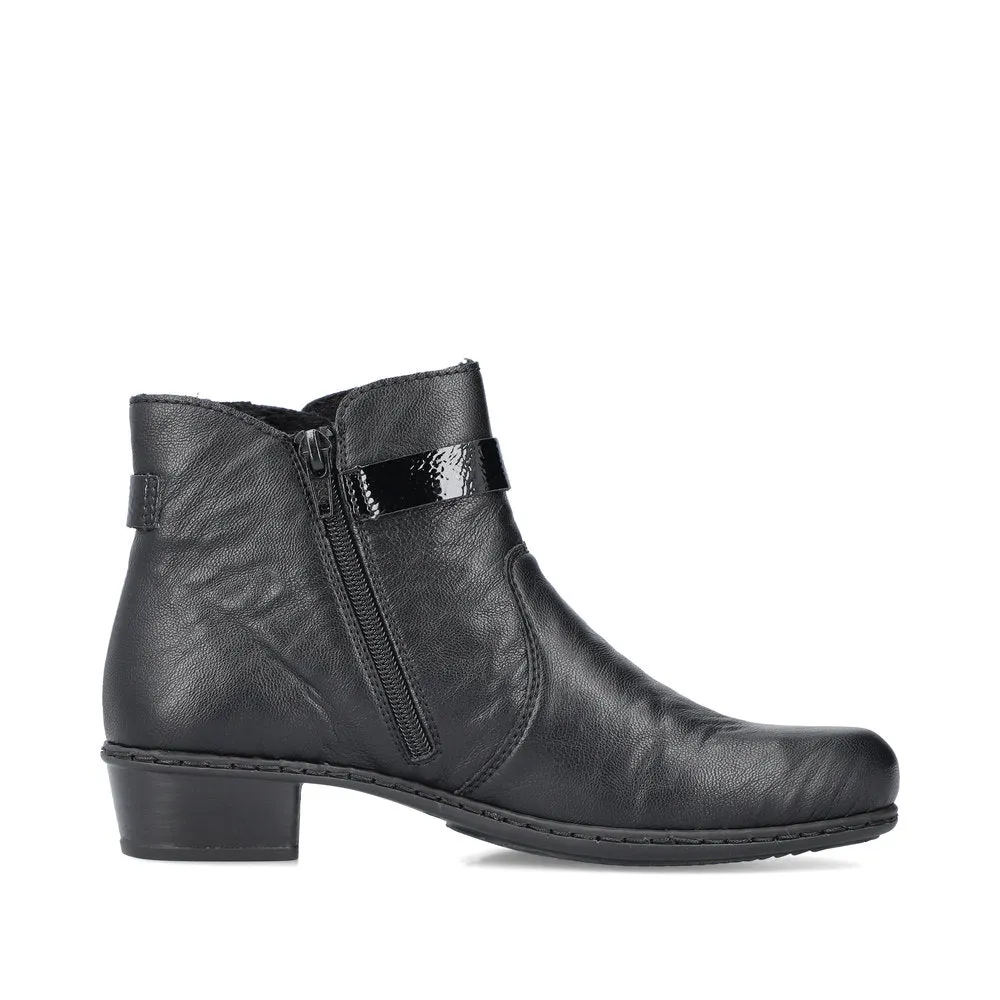 Ladies Rieker Ankle Boots Black Soft Low Heel Y0783-00