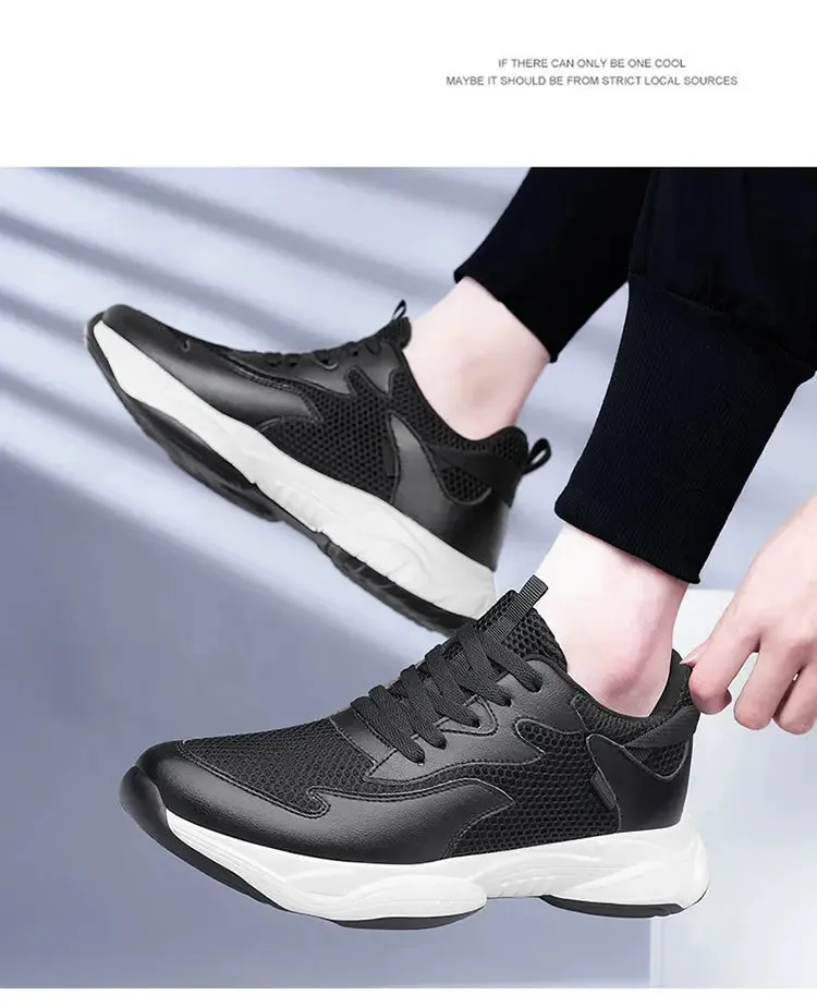 Men's Shoes Shoelace Sports round Head Mesh Pure Color Spring and Autumn