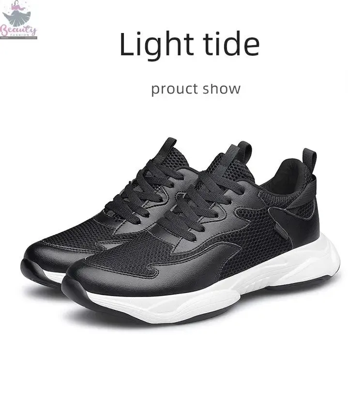 Men's Shoes Shoelace Sports round Head Mesh Pure Color Spring and Autumn