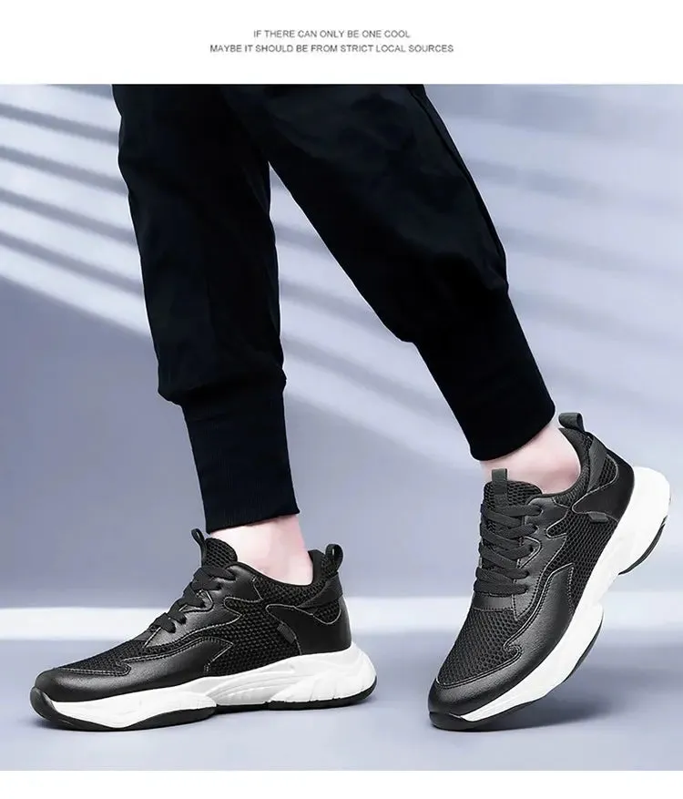 Men's Shoes Shoelace Sports round Head Mesh Pure Color Spring and Autumn