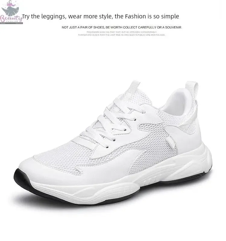 Men's Shoes Shoelace Sports round Head Mesh Pure Color Spring and Autumn