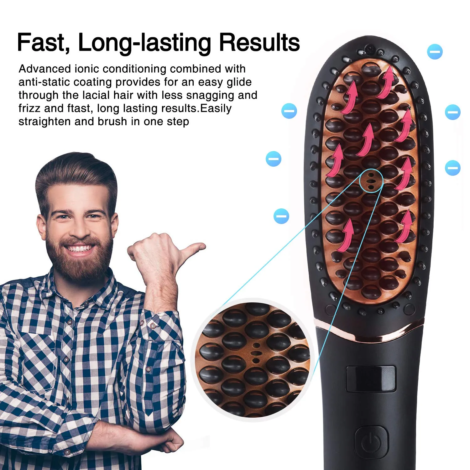 Professional Beard Brush and Hair Straightening Kit