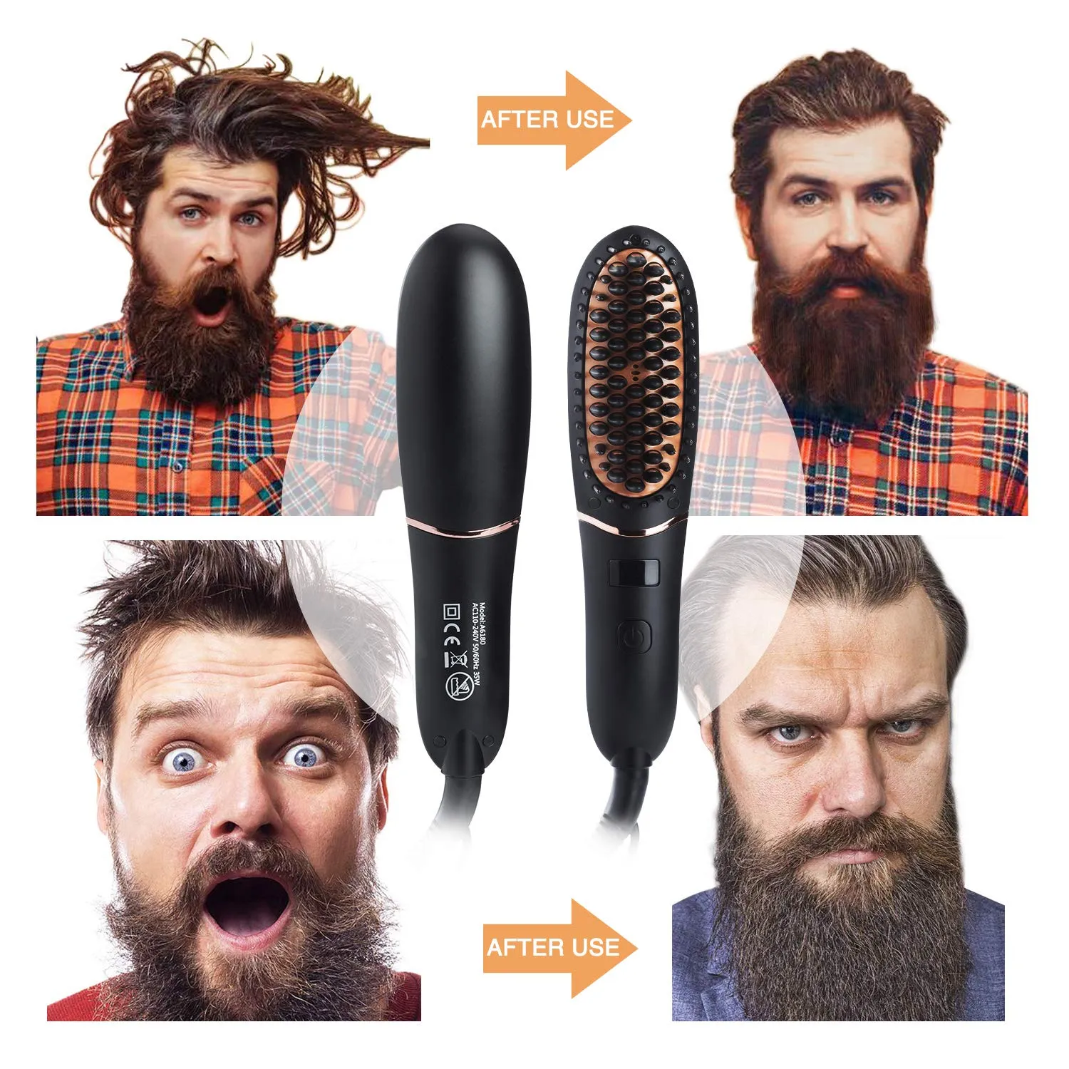 Professional Beard Brush and Hair Straightening Kit