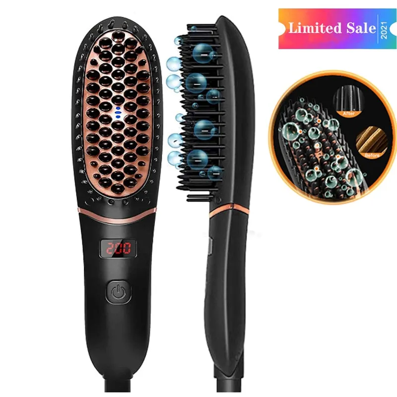 Professional Beard Brush and Hair Straightening Kit