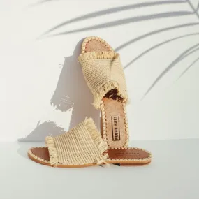 Raffia Fringe Slide (Natural)