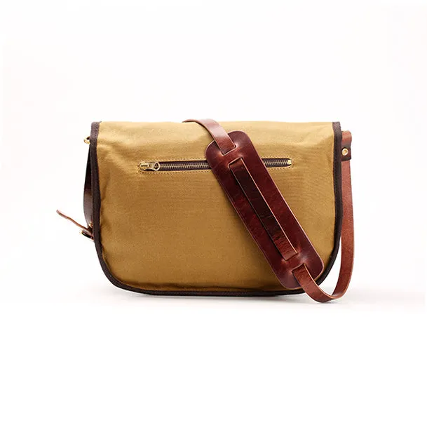 Waterproof Canvas And Italian Vegetable Tanned Leather Crossbody Clamshell Bag-i7bags