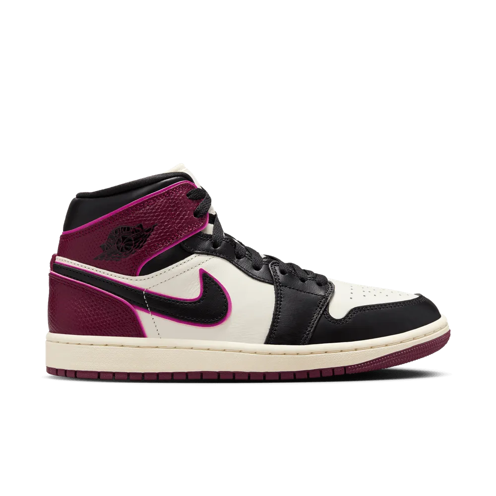 Women's Air Jordan 1 Mid Bordeaux Snakeskin