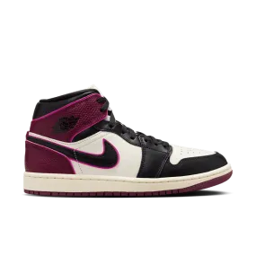 Women's Air Jordan 1 Mid Bordeaux Snakeskin