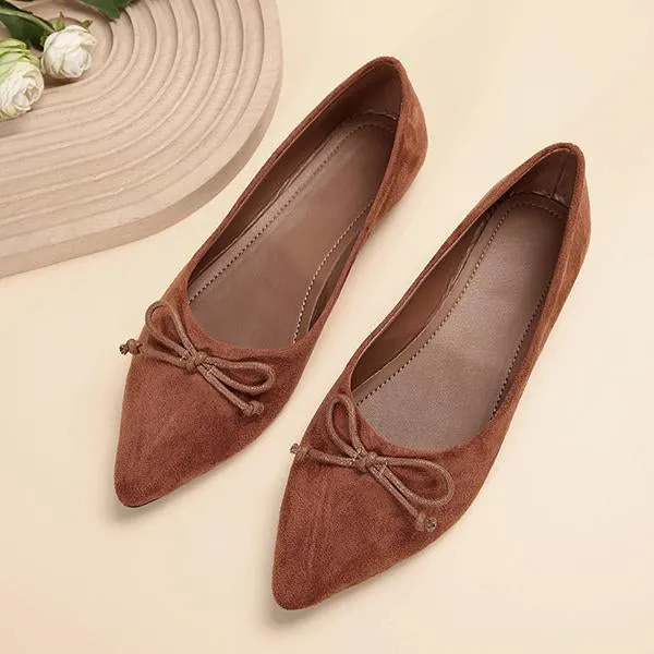 Women's Casual Bow Pointed Toe Flat Loafers 03273222S