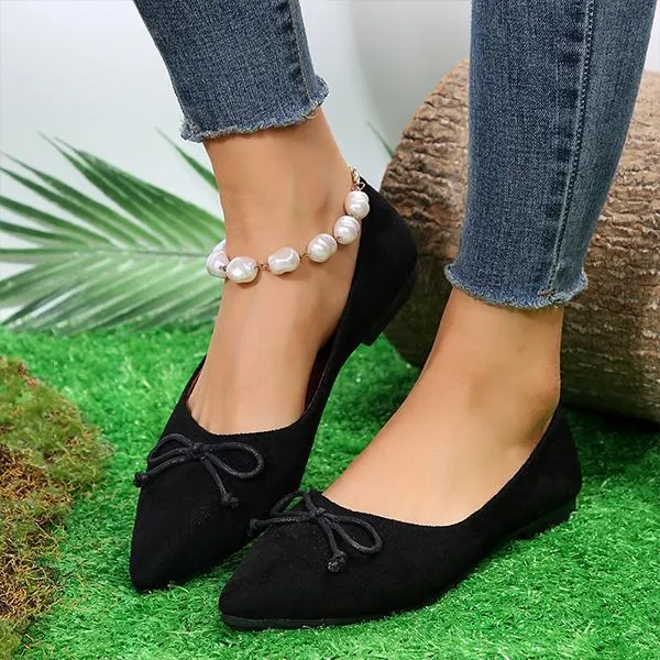 Women's Casual Bow Pointed Toe Flat Loafers 03273222S